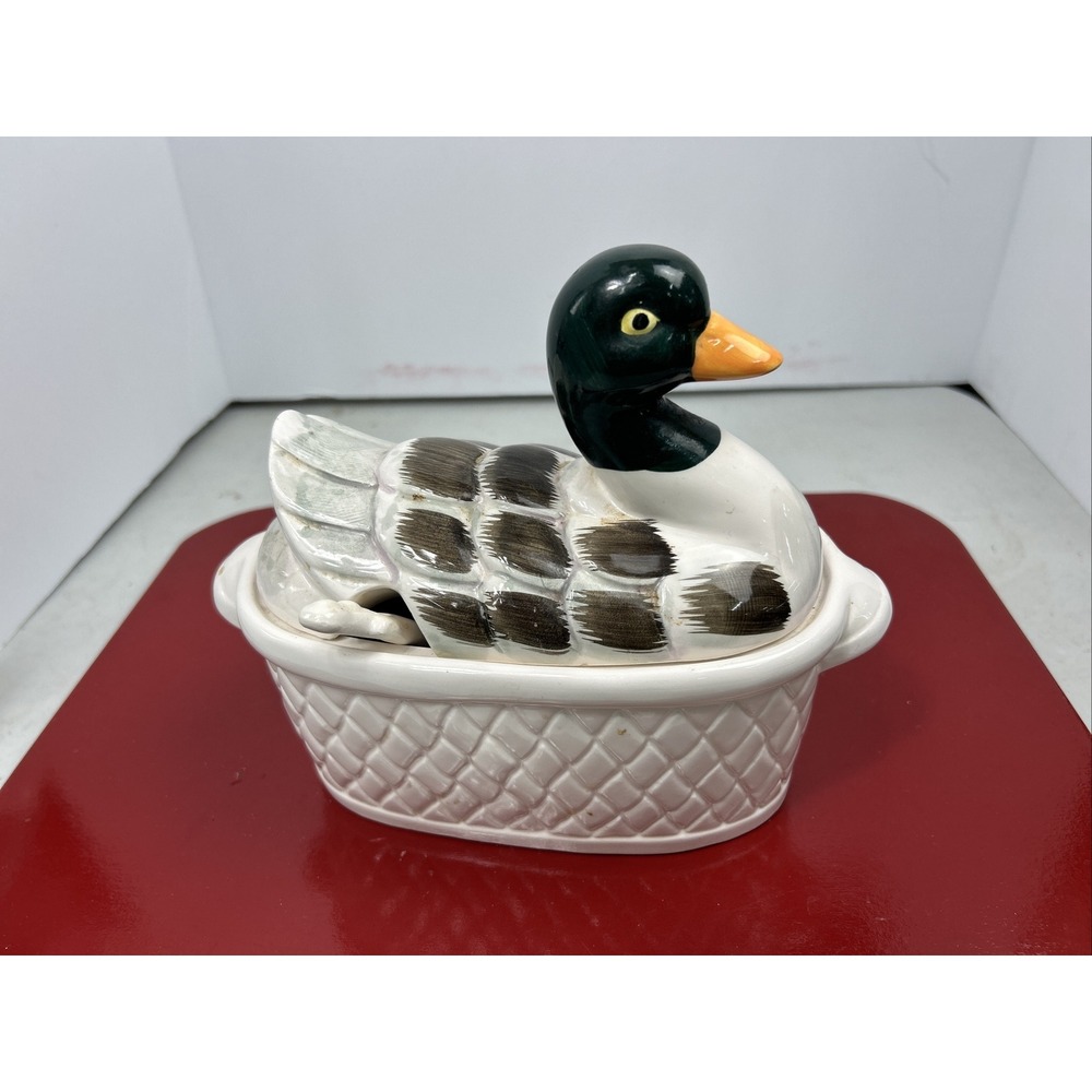 Vintage Japan Ceramic Bowl Dish Mallard Duck